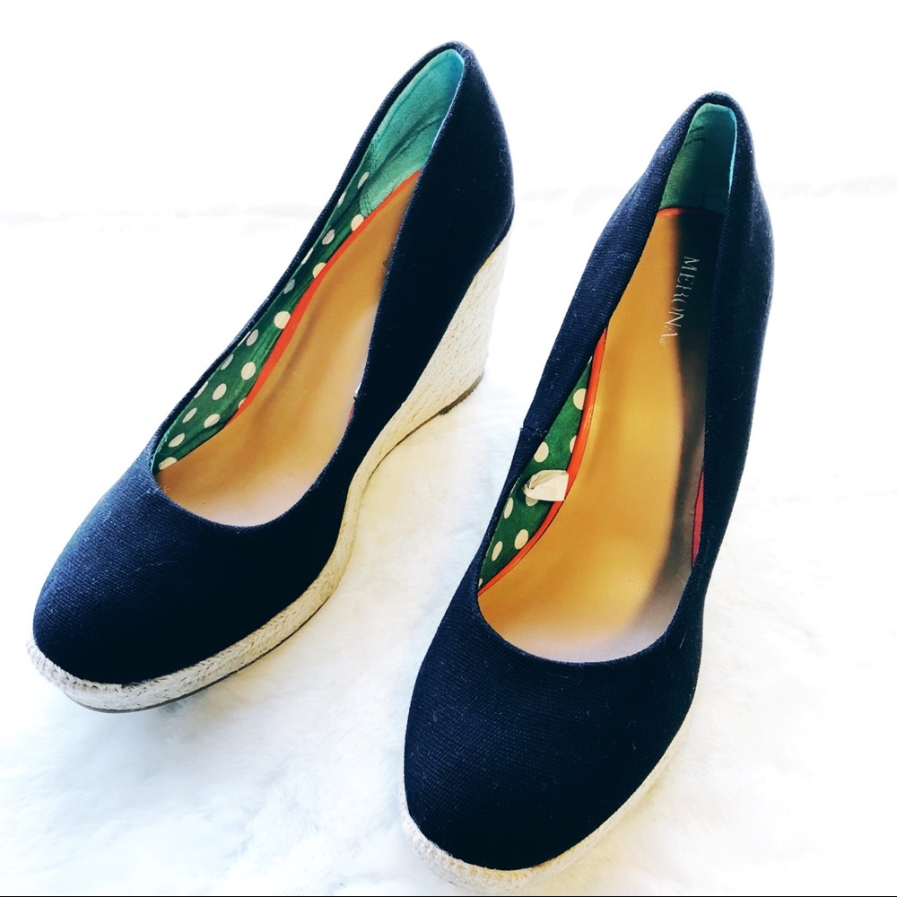 Merona Canvas Espadrille Slip On Wedges Heels Pump